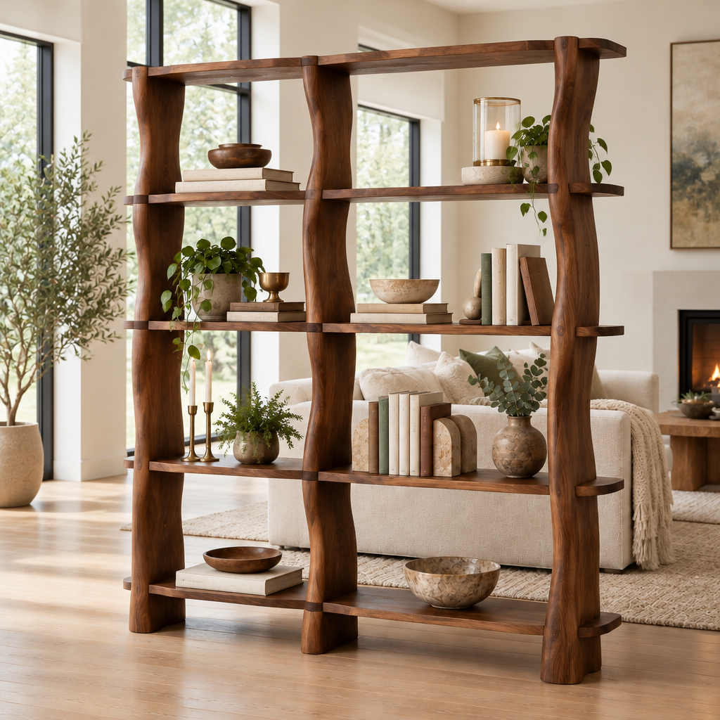 Atelier Wave Room-Divider Bookshelf in a living space