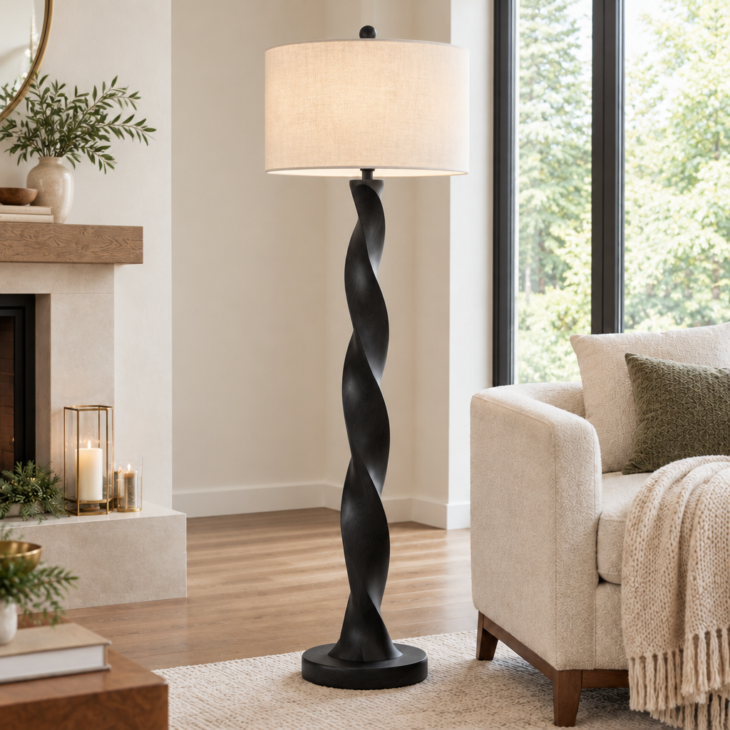 Atelier Twisted Floor Lamp in Ebonized Black finish