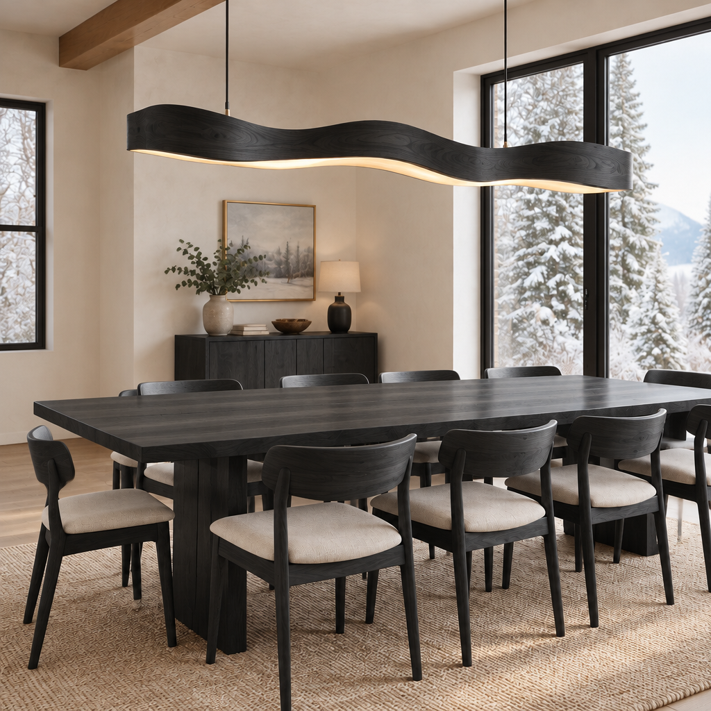 Atelier Wave Linear Pendant Light in Ebonized Black finish