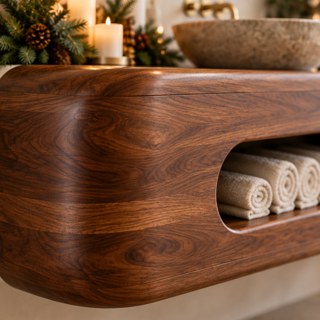 Atelier Hollow Niche Floating Vanity wood grain close-up