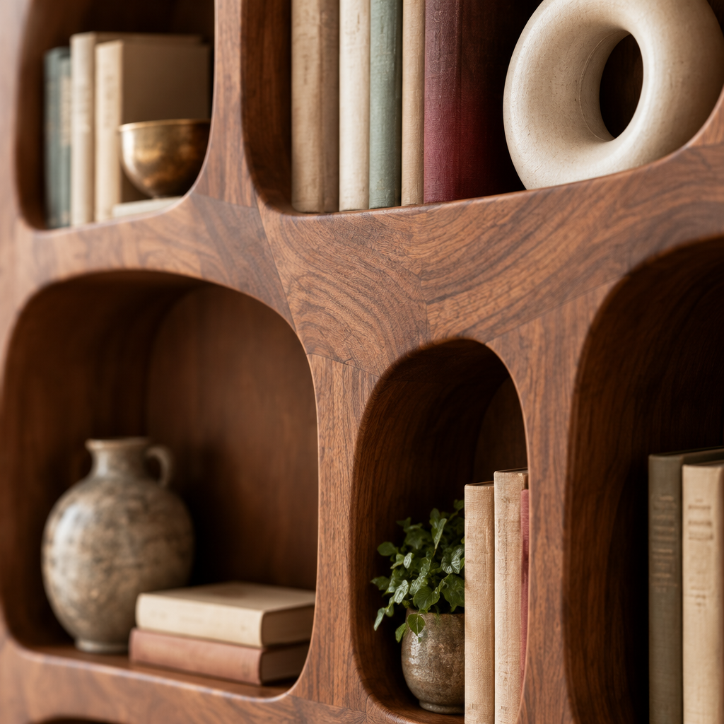 Atelier Organic Cell Bookshelf wood grain close-up