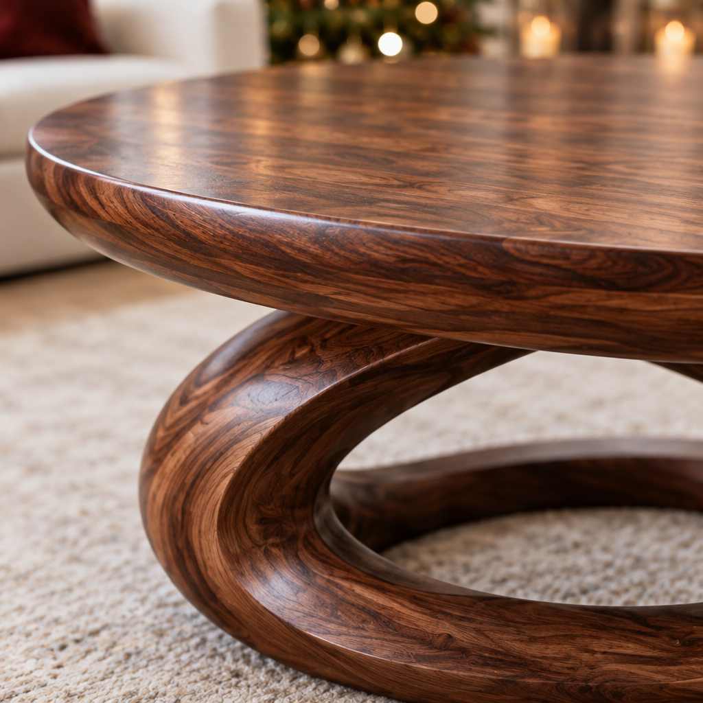 Atelier Orbit Round Coffee Table wood grain close-up