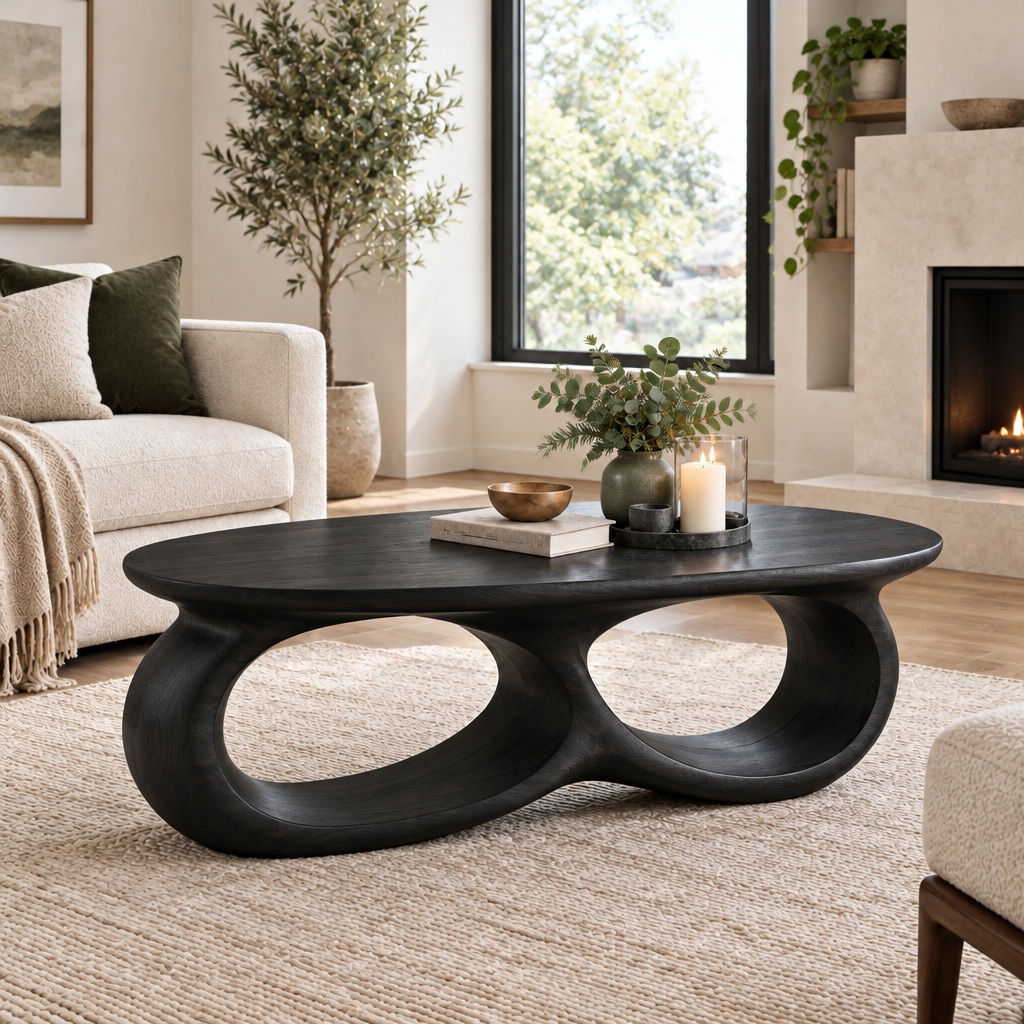 Atelier Double-Loop Coffee Table in Ebonized Black finish