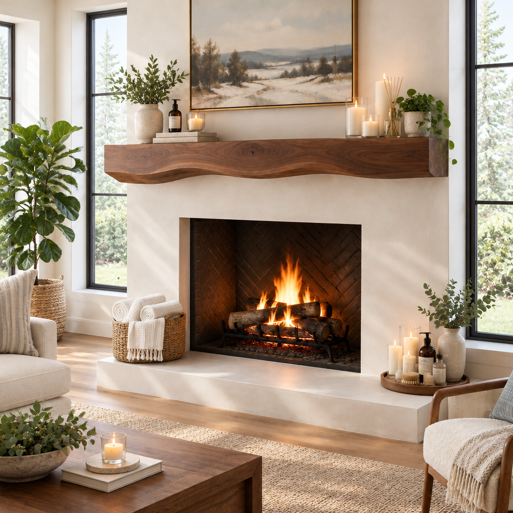 Atelier Sculpted Fireplace Mantel in use