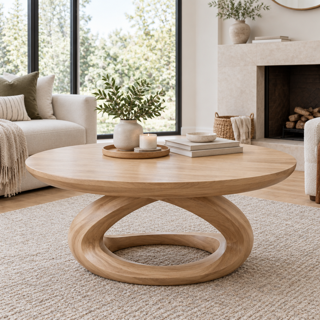 Atelier Orbit Round Coffee Table in Natural Oak finish