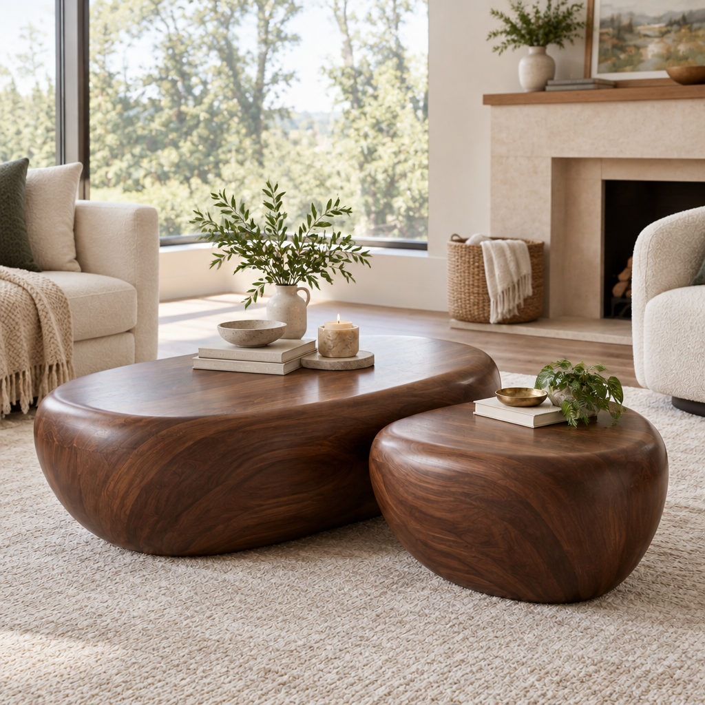 Atelier Pebble Nesting Coffee Tables in a living space