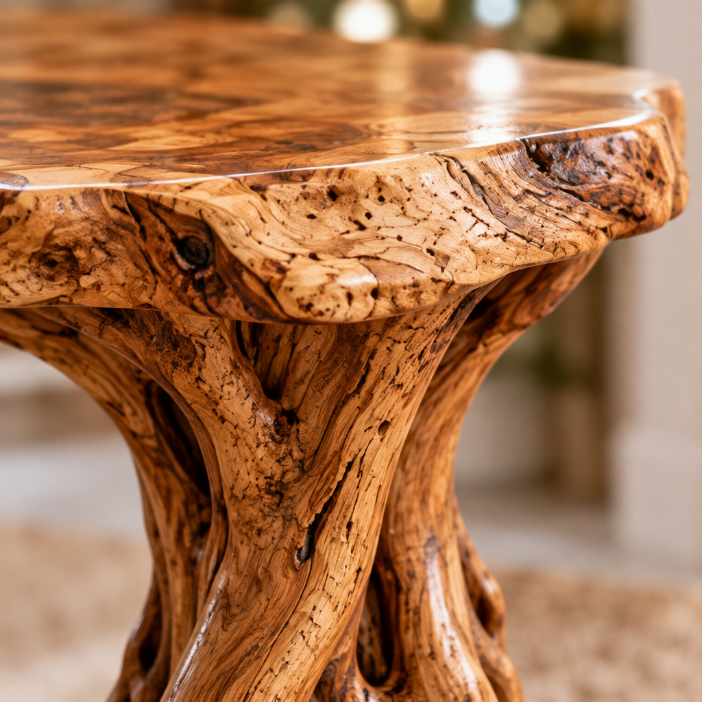 Riverbend Live-Edge Root-Leg Vanity wood grain close-up