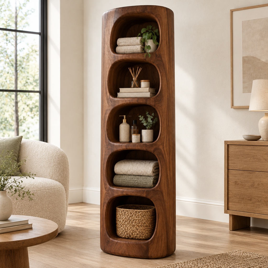 Atelier Sculpted Bath Storage Tower side view