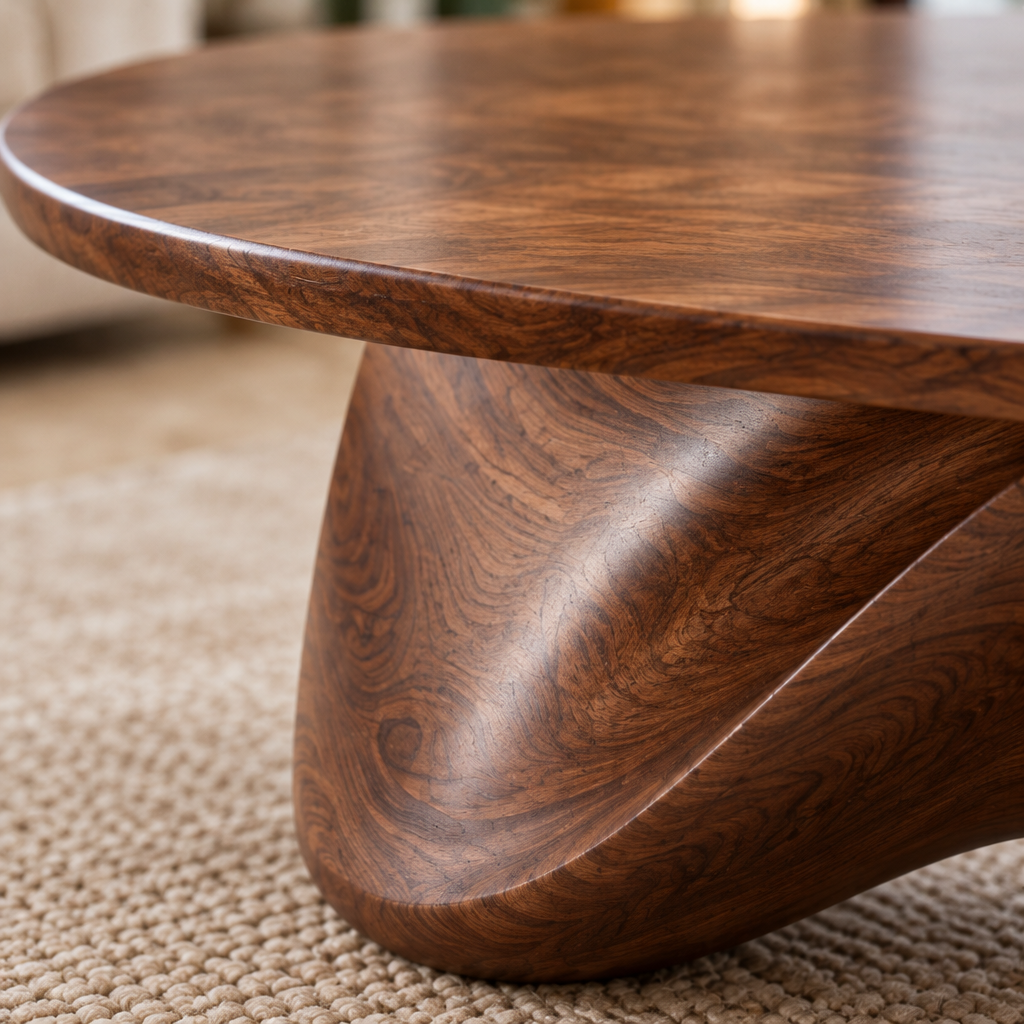 Atelier Wave Base Coffee Table wood grain close-up