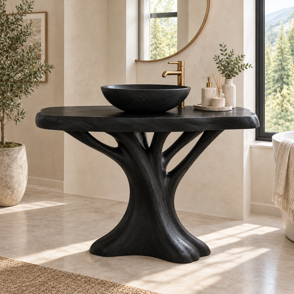 Atelier Tree-Leg Vanity in Ebonized Black finish