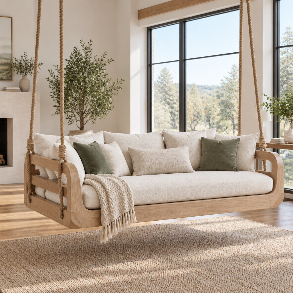 Atelier Hanging Daybed Swing in Natural Oak finish