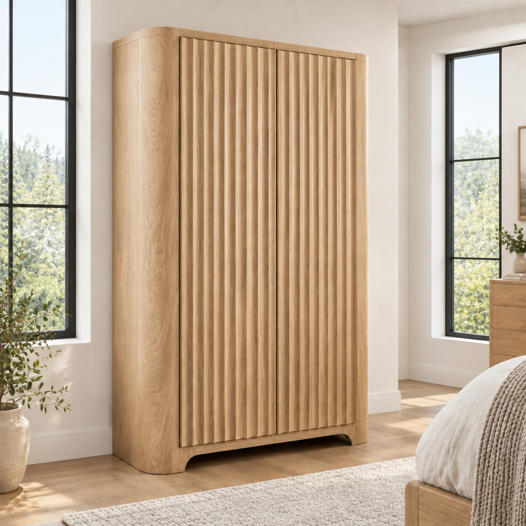 Atelier Sculpted Armoire Wardrobe in Natural Oak finish
