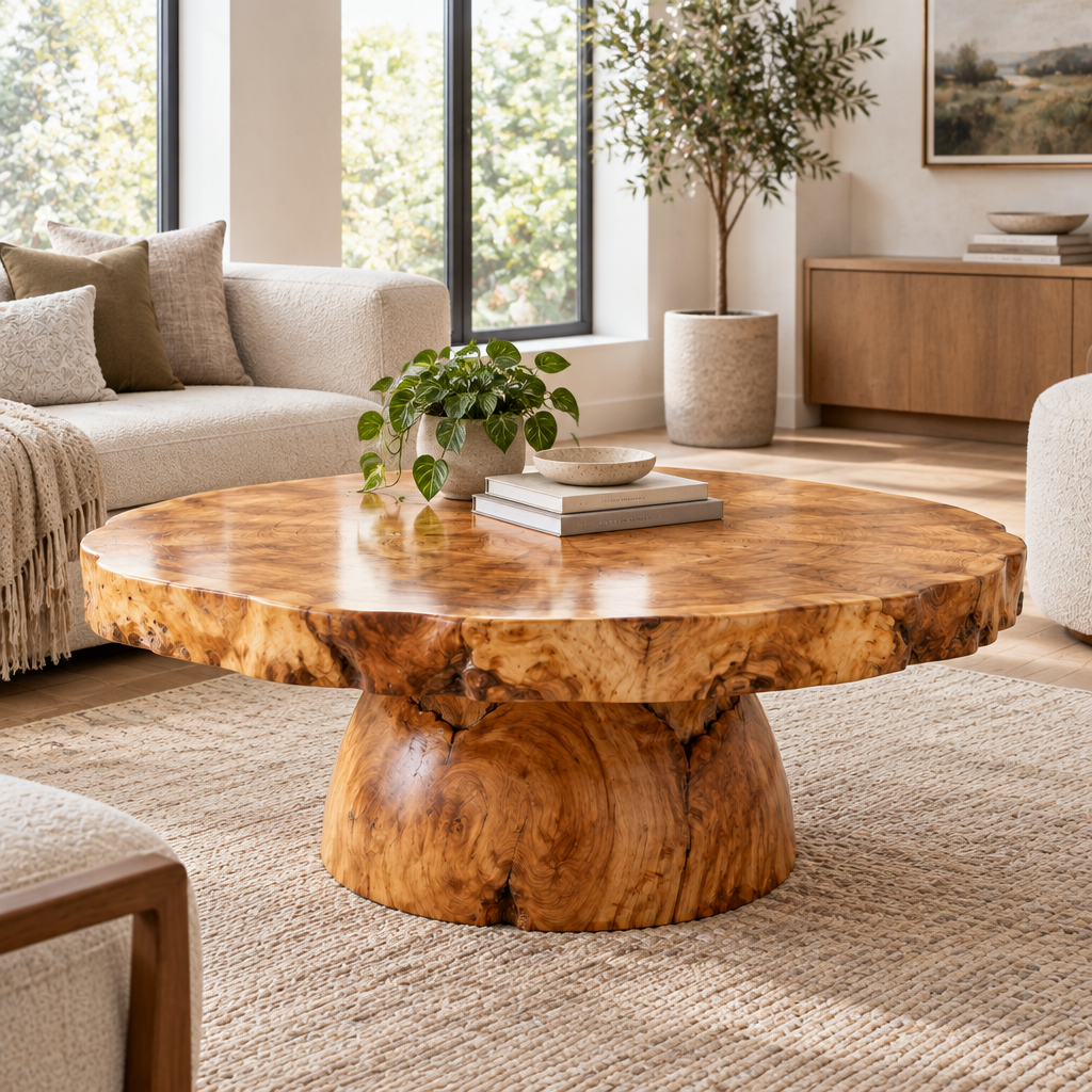 Riverbend Live-Edge Round Slab Coffee Table side view