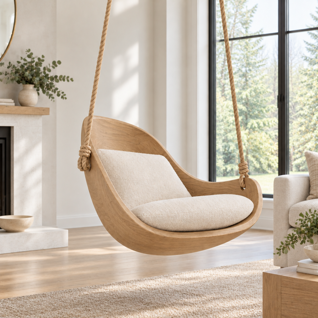 Atelier Hanging Lounge Swing in Natural Oak finish