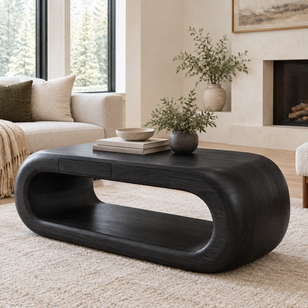 Atelier Hollow Block Coffee Table in Ebonized Black finish