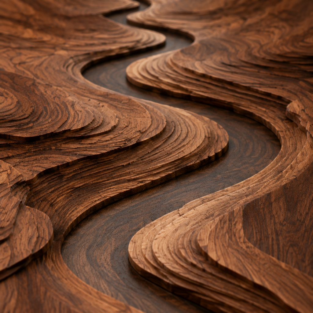 Atelier River Flow Wall Sculpture wood grain close-up
