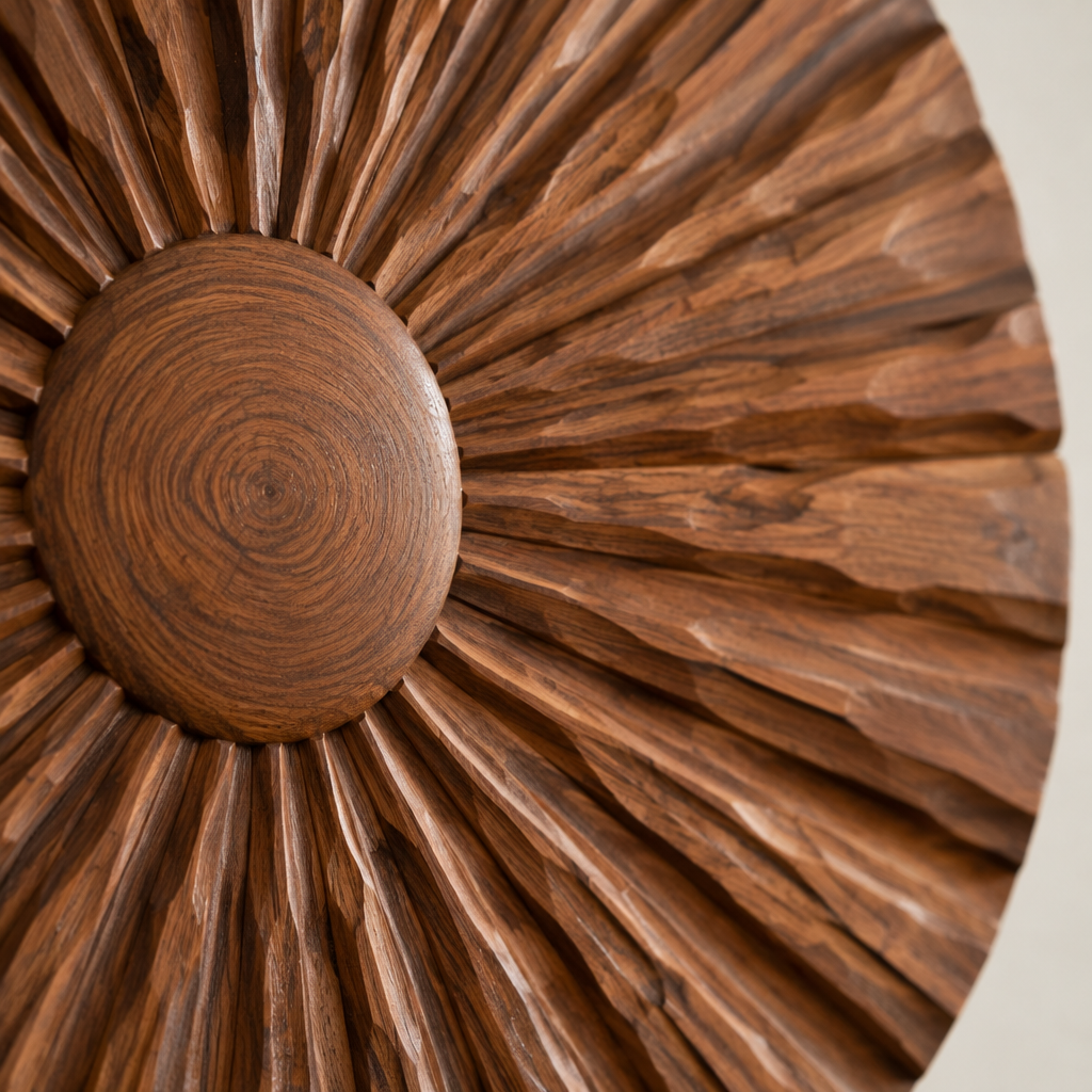 Atelier Sun Disc Wall Sculpture wood grain close-up