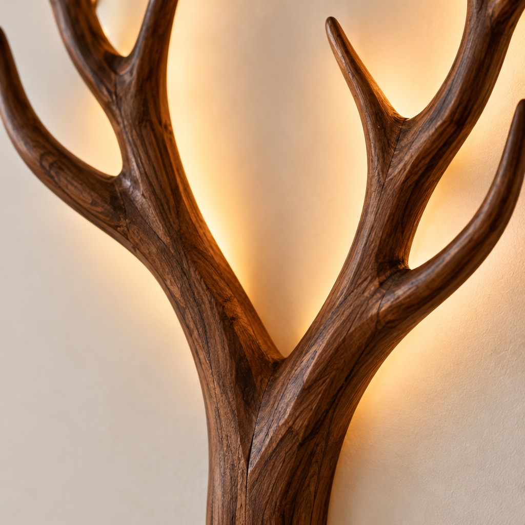 Atelier Antler Branch Wall Sconce wood grain close-up