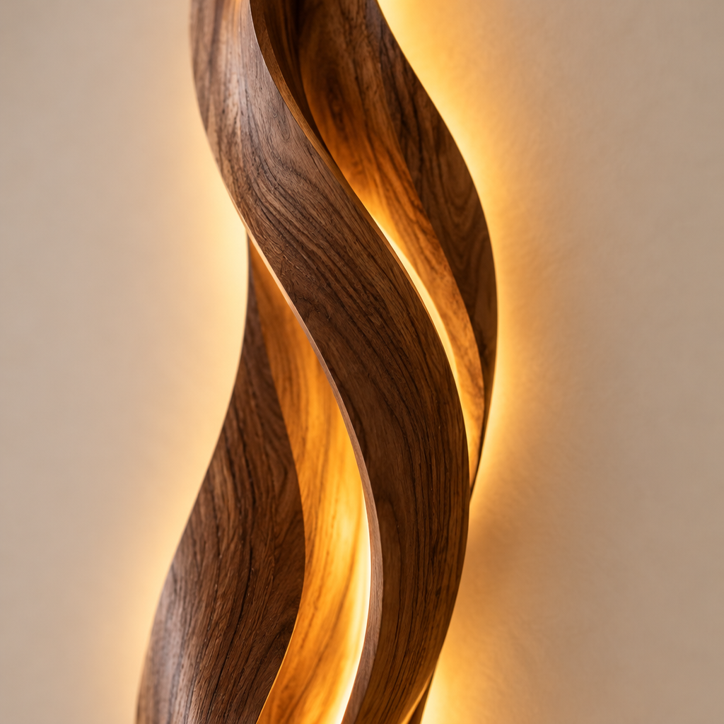 Atelier Flame Wall Light wood grain close-up