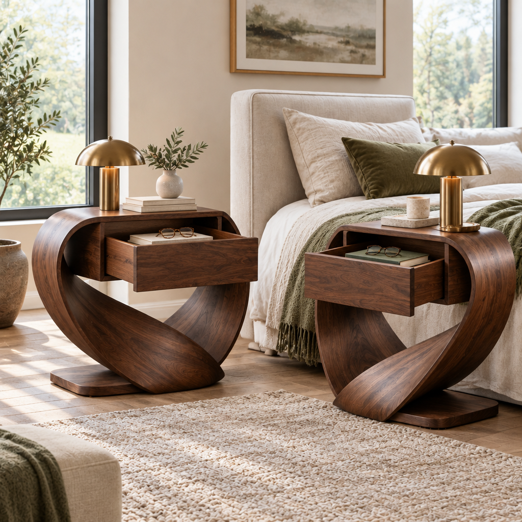 Atelier Ribbon Nightstands, Set of 2 in use