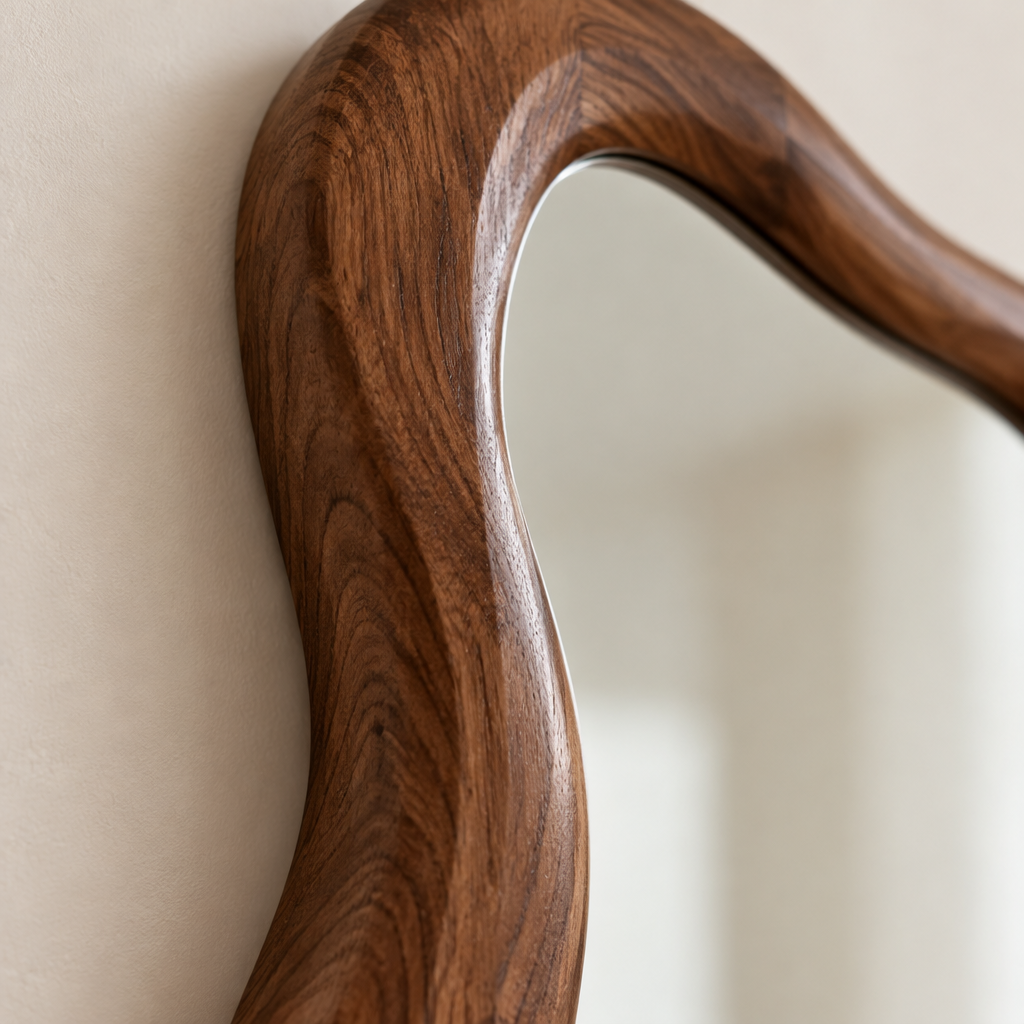 Atelier Organic Floor Mirror wood grain close-up