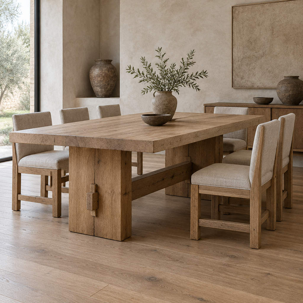 Basalt Solid Oak Trestle Dining Table