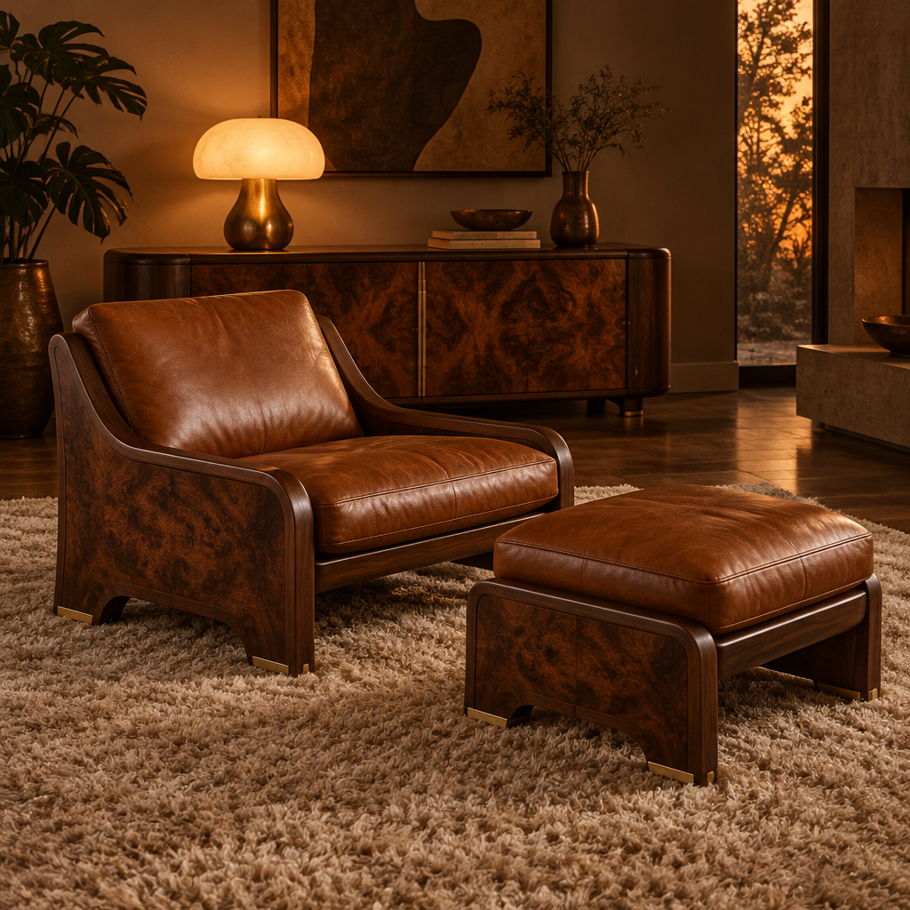 Sable Walnut Leather Lounge Chair