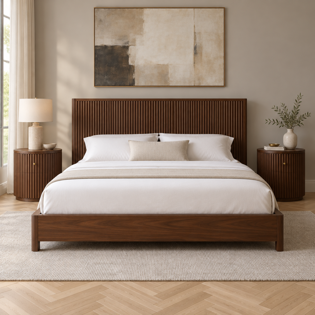 Arden Fluted Headboard Bed