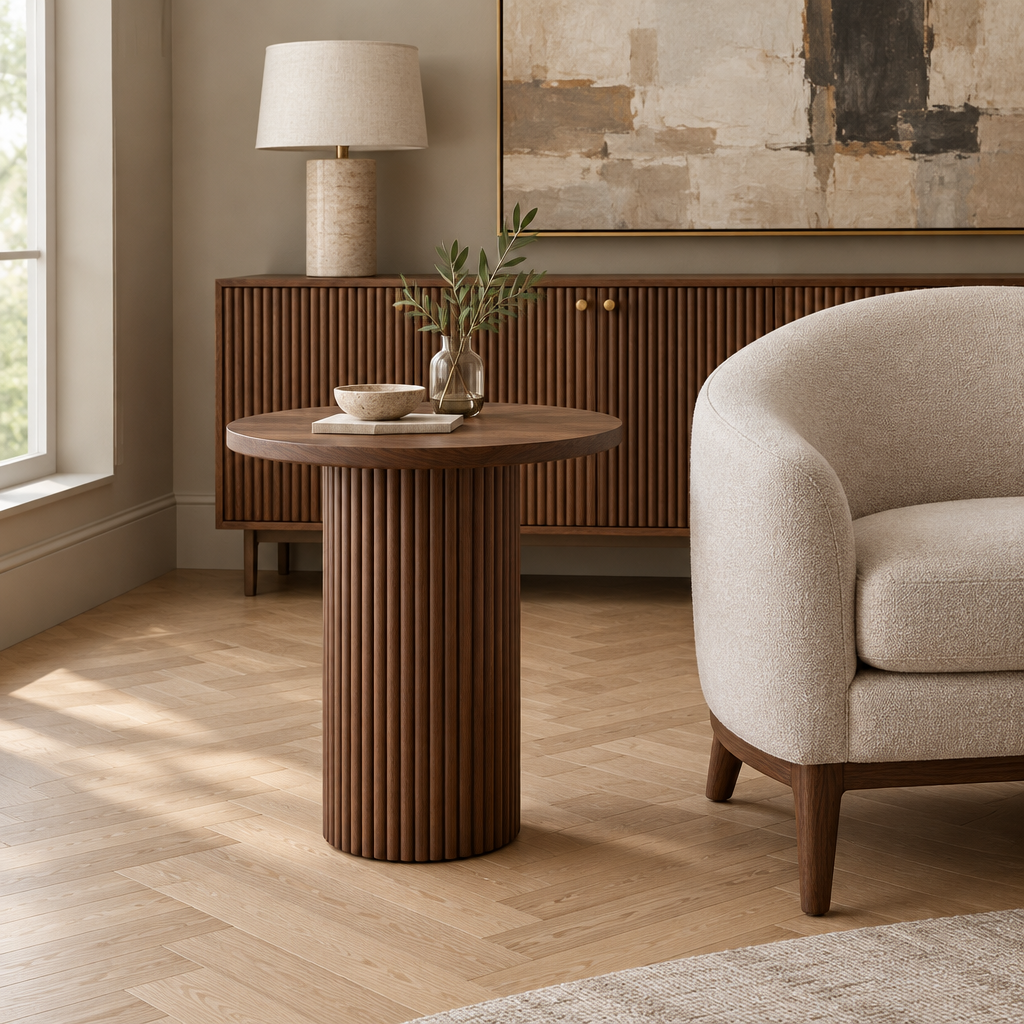 Arden Fluted Pedestal Side Table