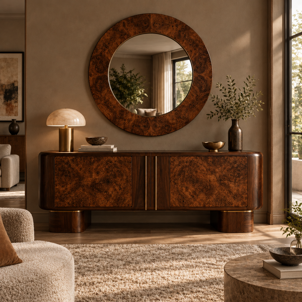 Sable Burl Framed Mirror in use