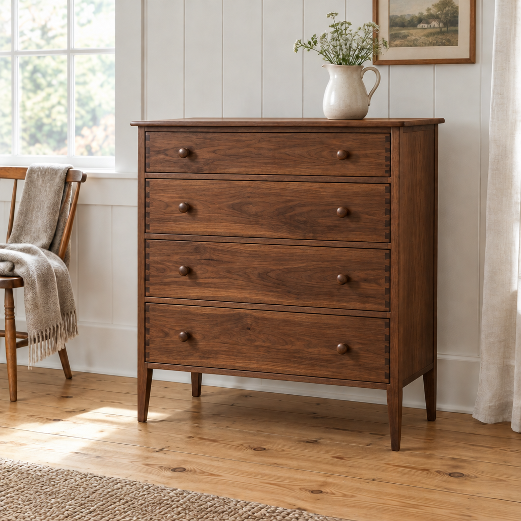 Linden Shaker Four-Drawer Dresser in Walnut finish