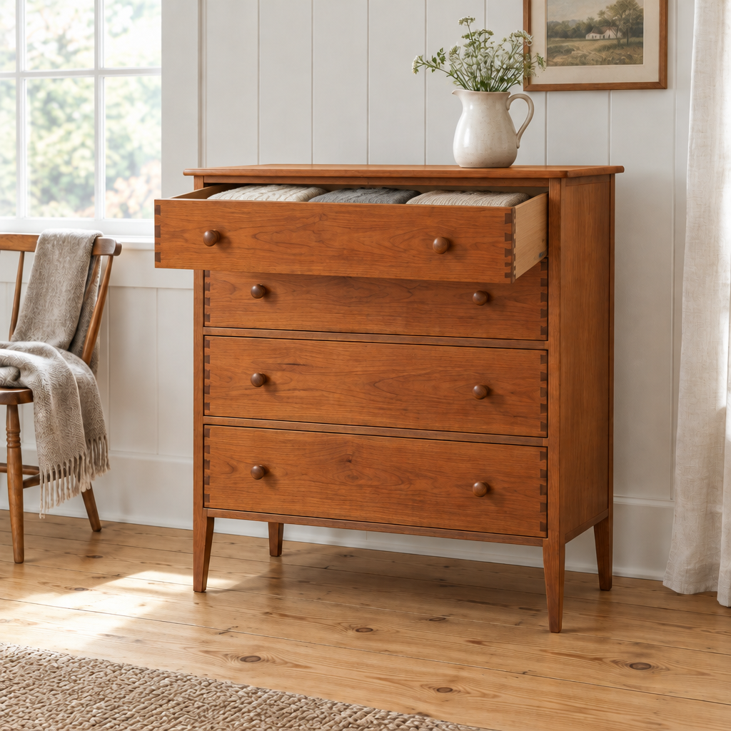 Linden Shaker Four-Drawer Dresser in use