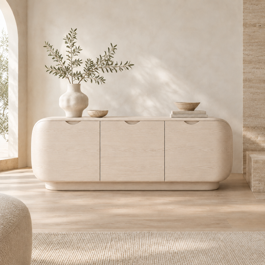 Cove Rounded Sideboard in Bleached Oak finish