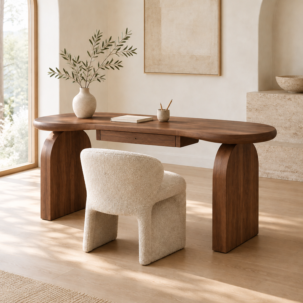 Cove Arc Writing Desk in Walnut finish
