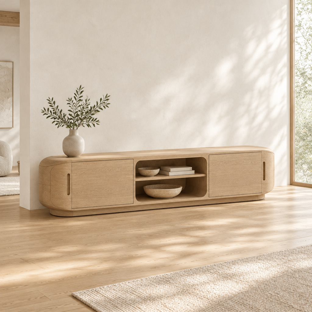 Cove Rounded Media Console side view