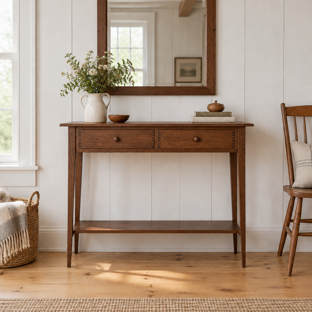 Linden Shaker Hall Console in Walnut finish