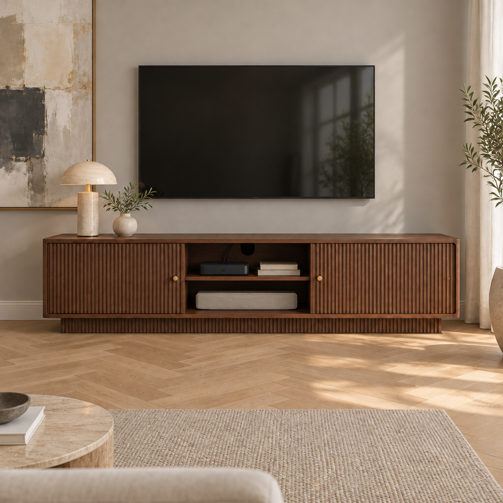 Arden Fluted Media Console in use