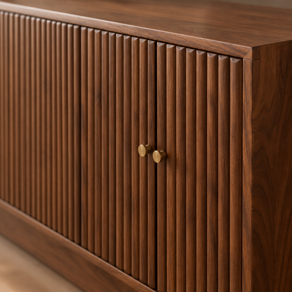 Arden Fluted Sideboard wood grain close-up