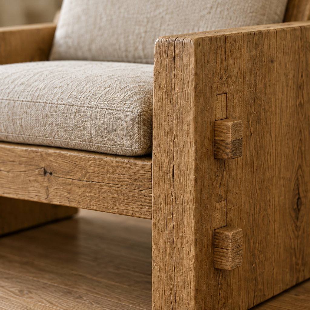 Basalt Slab Lounge Chair wood grain close-up