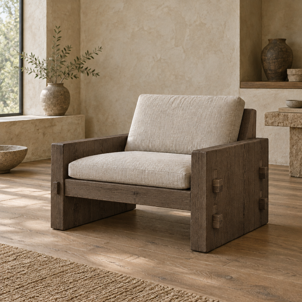 Basalt Slab Lounge Chair in Smoked Oak finish