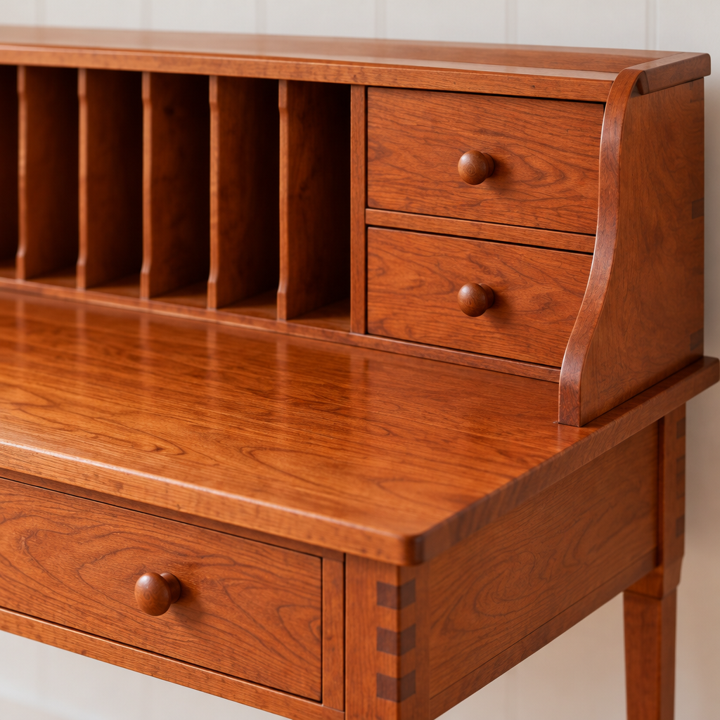 Linden Shaker Writing Desk wood grain close-up
