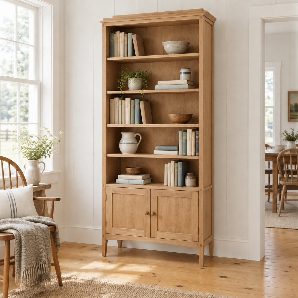 Linden Shaker Bookcase in Natural White Oak finish