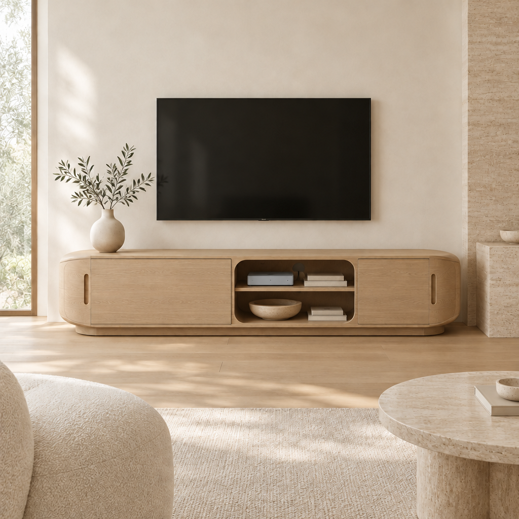 Cove Rounded Media Console in use