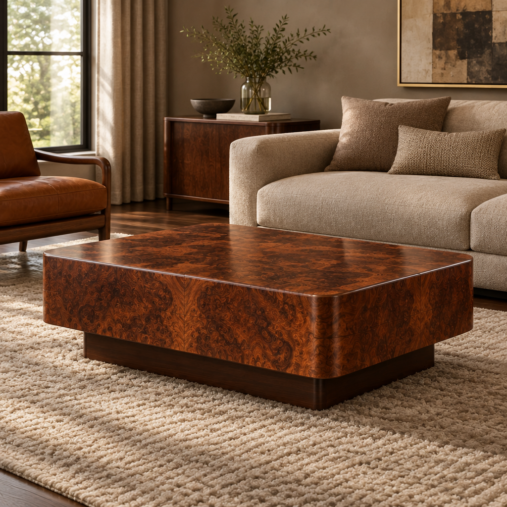 Sable Burl Coffee Table side view