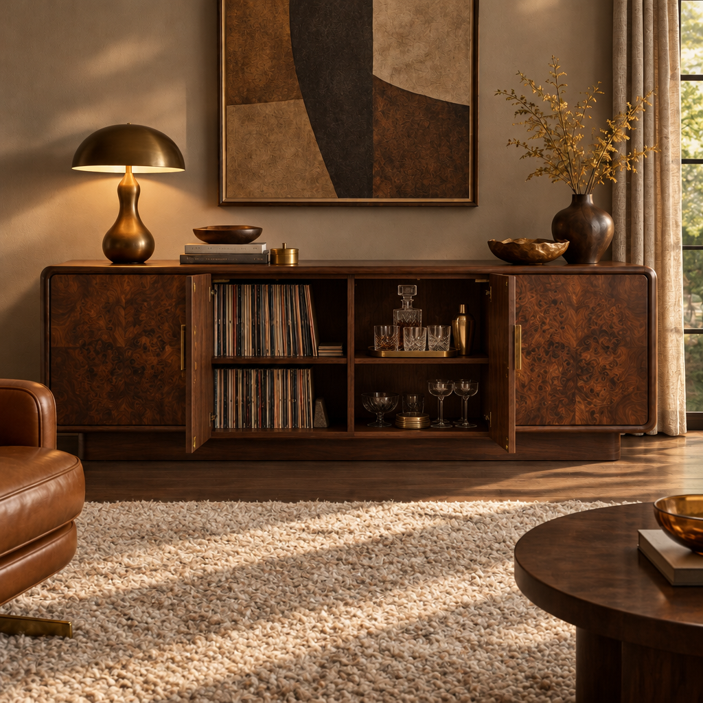 Sable Burl Credenza in use