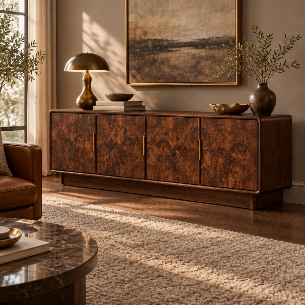 Sable Burl Credenza side view