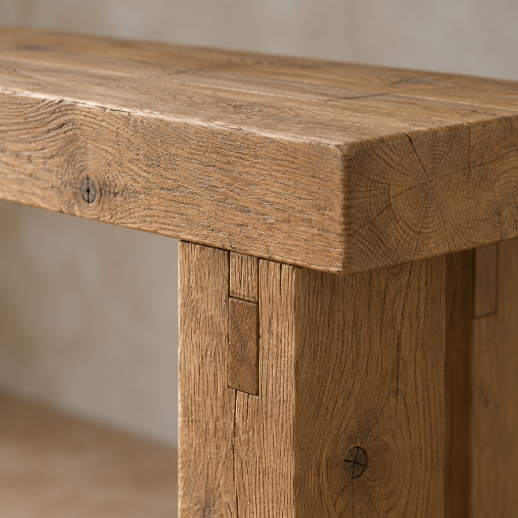 Basalt Monolith Console Table wood grain close-up