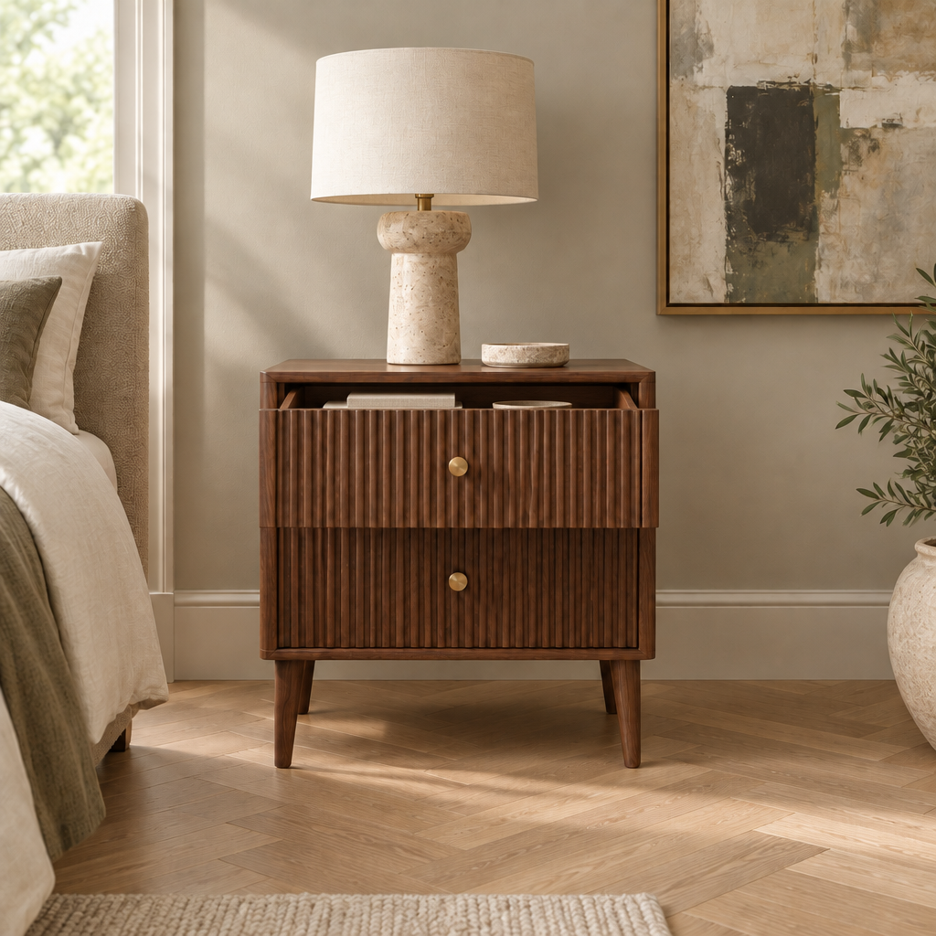 Arden Fluted Nightstand in use