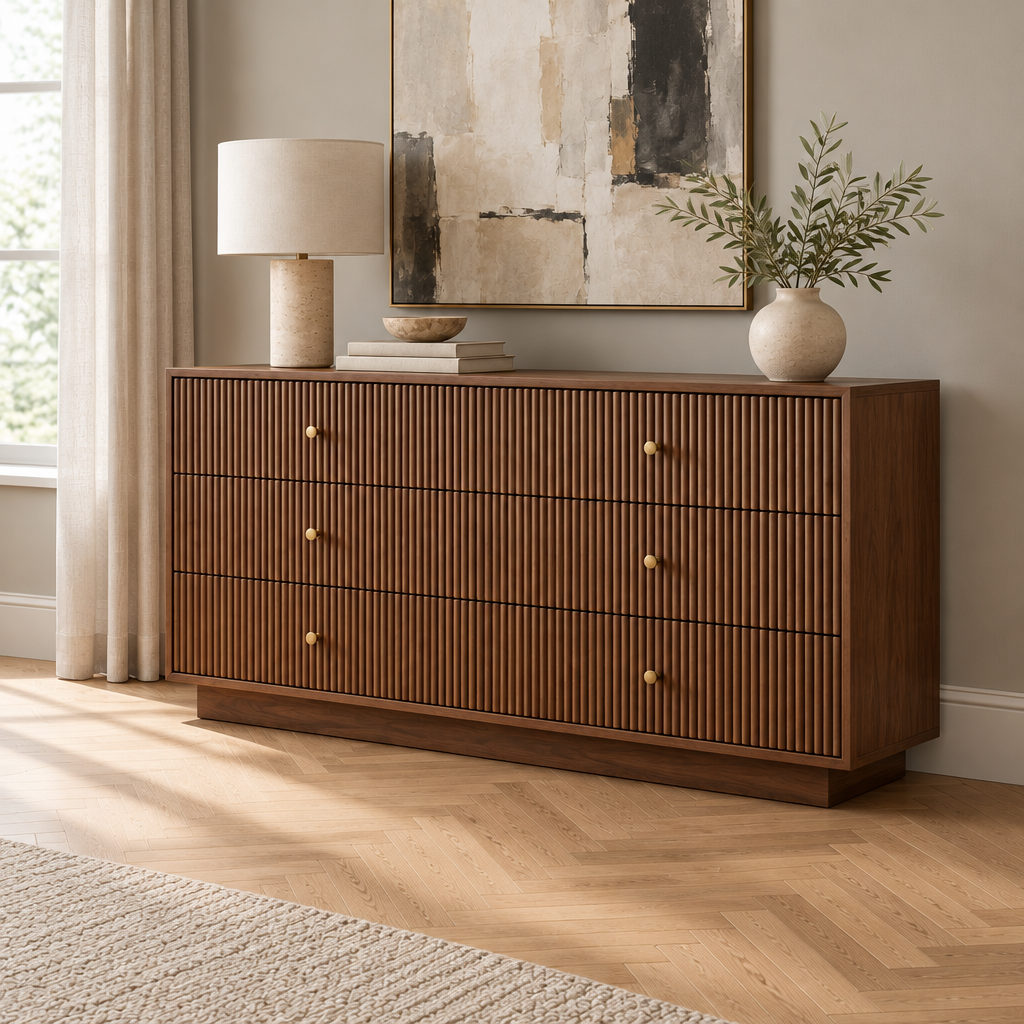 Arden Fluted Dresser side view