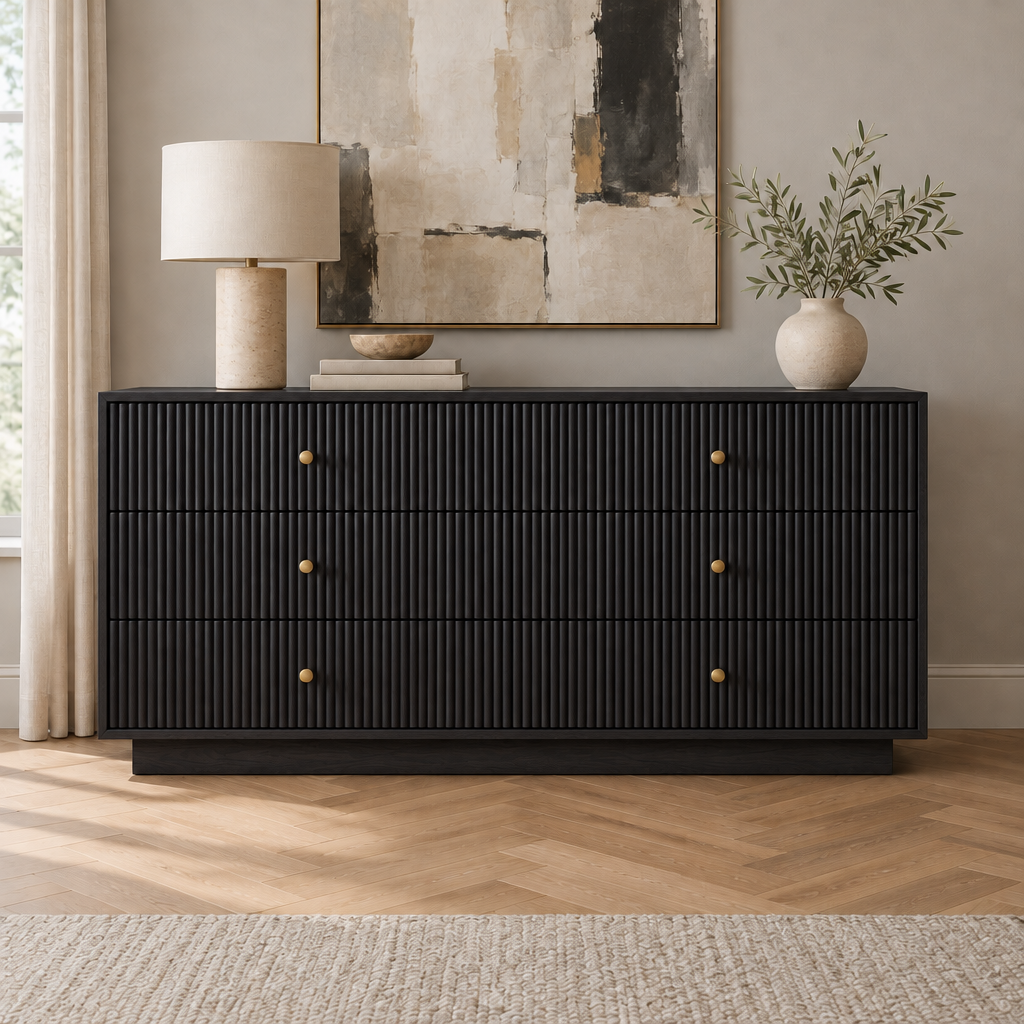 Arden Fluted Dresser in Ebonized Black finish